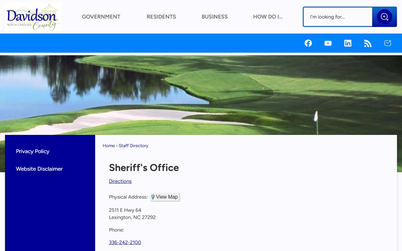 Davidson County Jail directory contact and visitation record