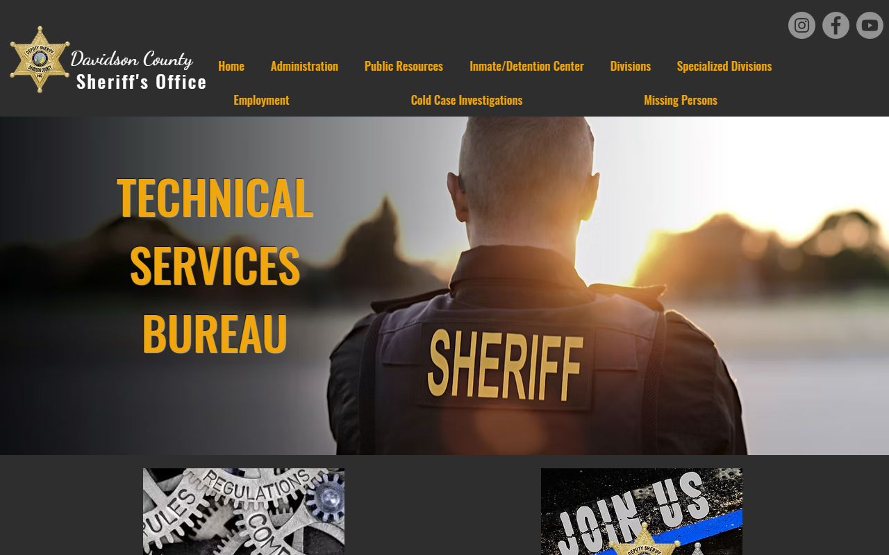 Davidson County booking photo records request information on sheriff records page