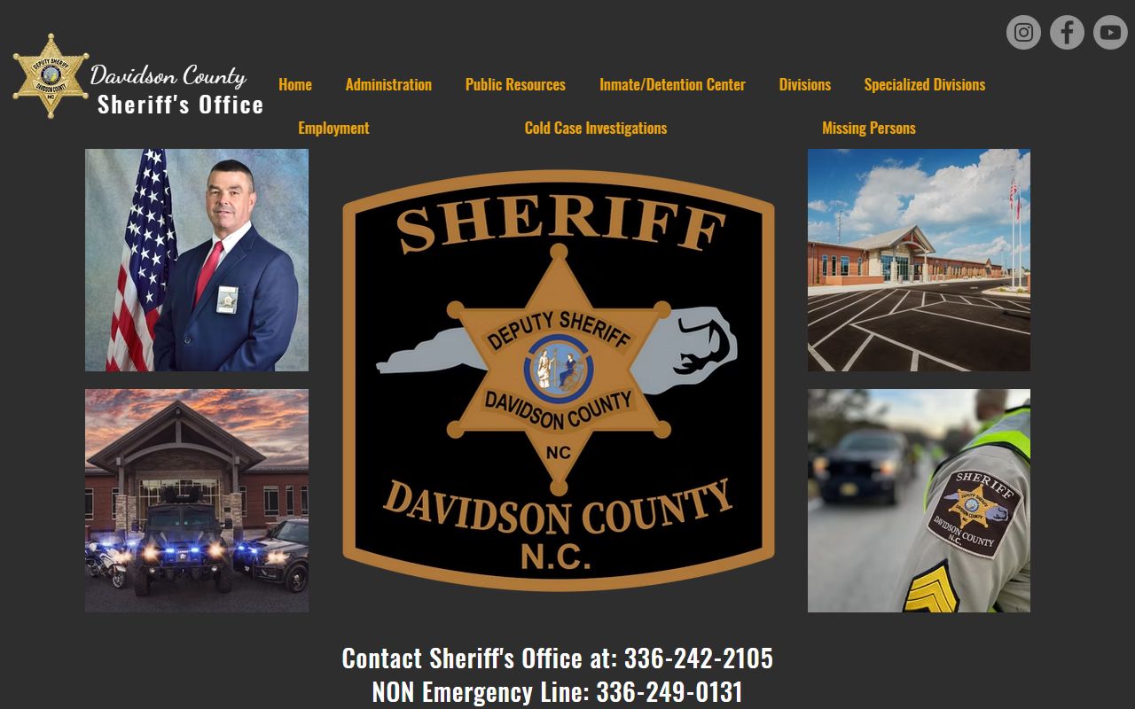 Davidson County inmate population sheriff home page with active inmate list entry point